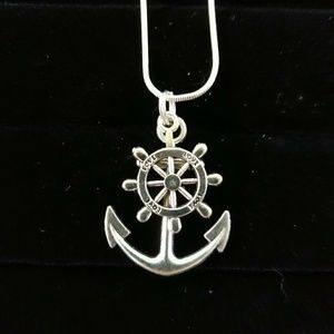 New large anchor and ship wheel charm necklace